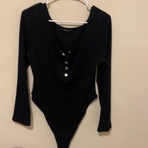 Black, long sleeve bodysuit